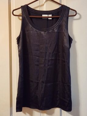 Chico's Charcoal Satin Scoop Tank